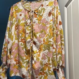Floral Women's Top - Pink, Yellow, Green